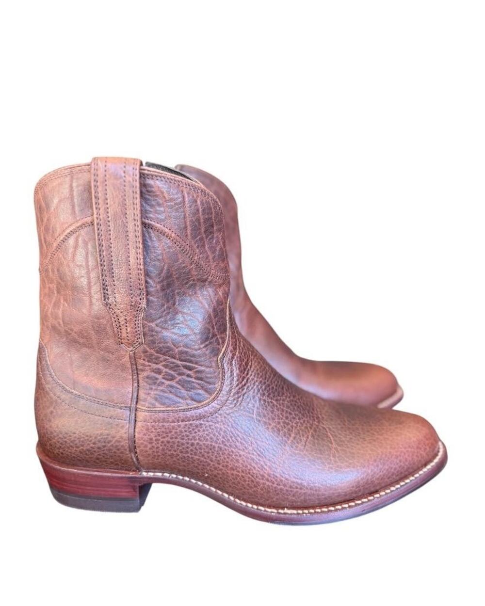 Tecovas Dean Zip Boots Mens 10 D Brown Tobacco Bison Leather Western New No Box